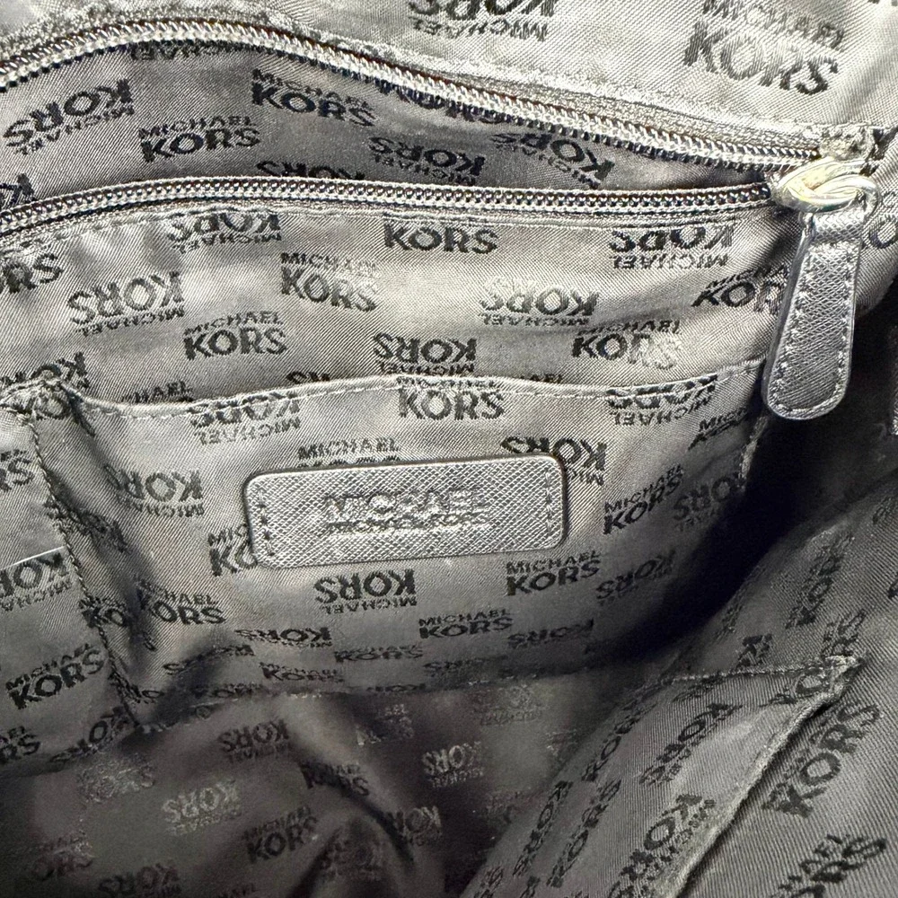 Michael Kors Ciara Satchel Black Saffiano Leather Silver Hardware Handbag